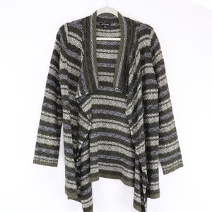 Notations  Brown Striped Open Cardigan Sweater